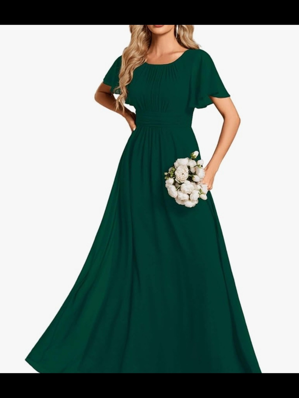 Ever Pretty Dark Green Maxi Dress with Flutter Sleeves